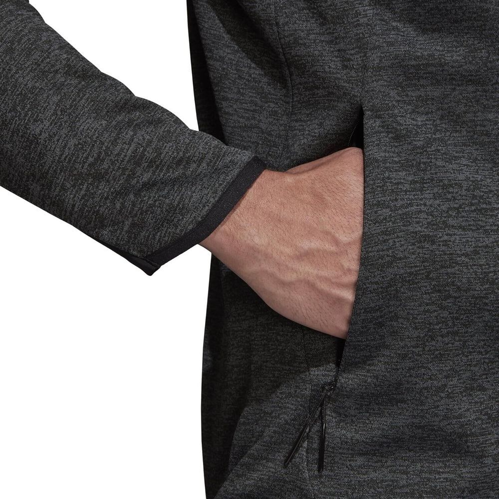 Adidas Men's Training Climawarm Gray Fleece Hoodie View 3